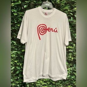 Milkos Peru T Shirt White Red Mens XL